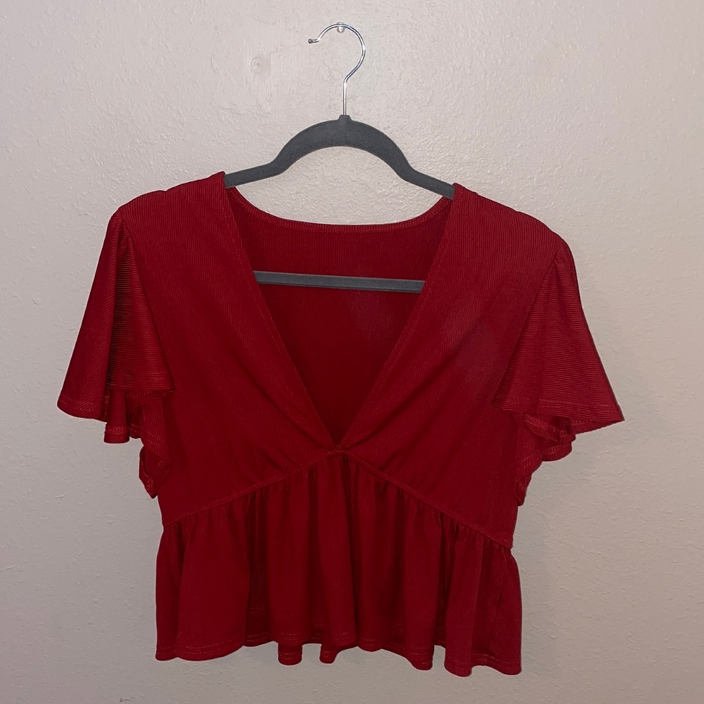 Red Francesca‘s ribbed blouse never worn